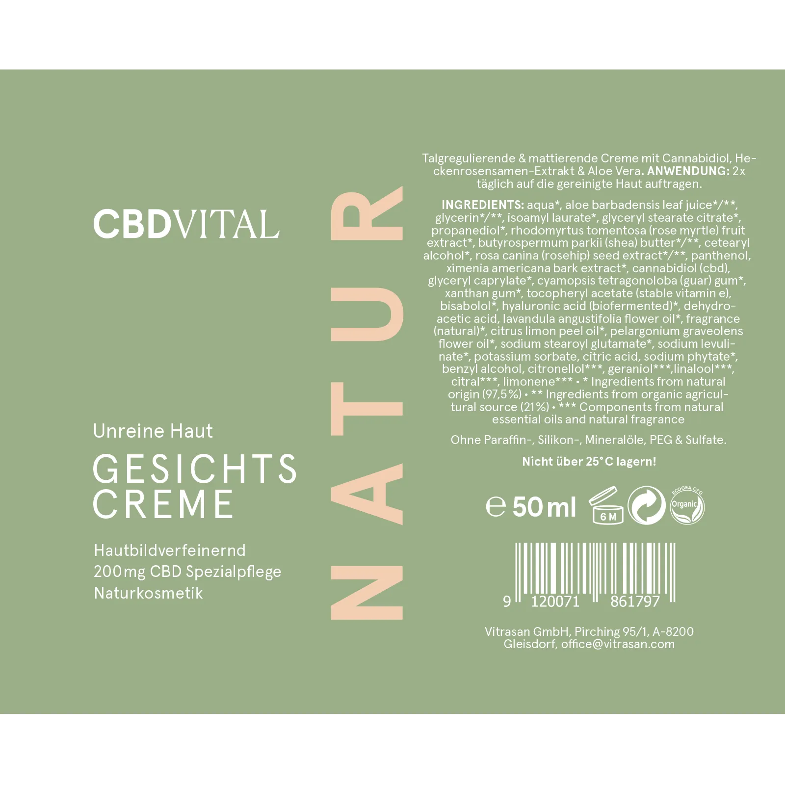 CBD VITAL Gesichtscreme für ureine Haut