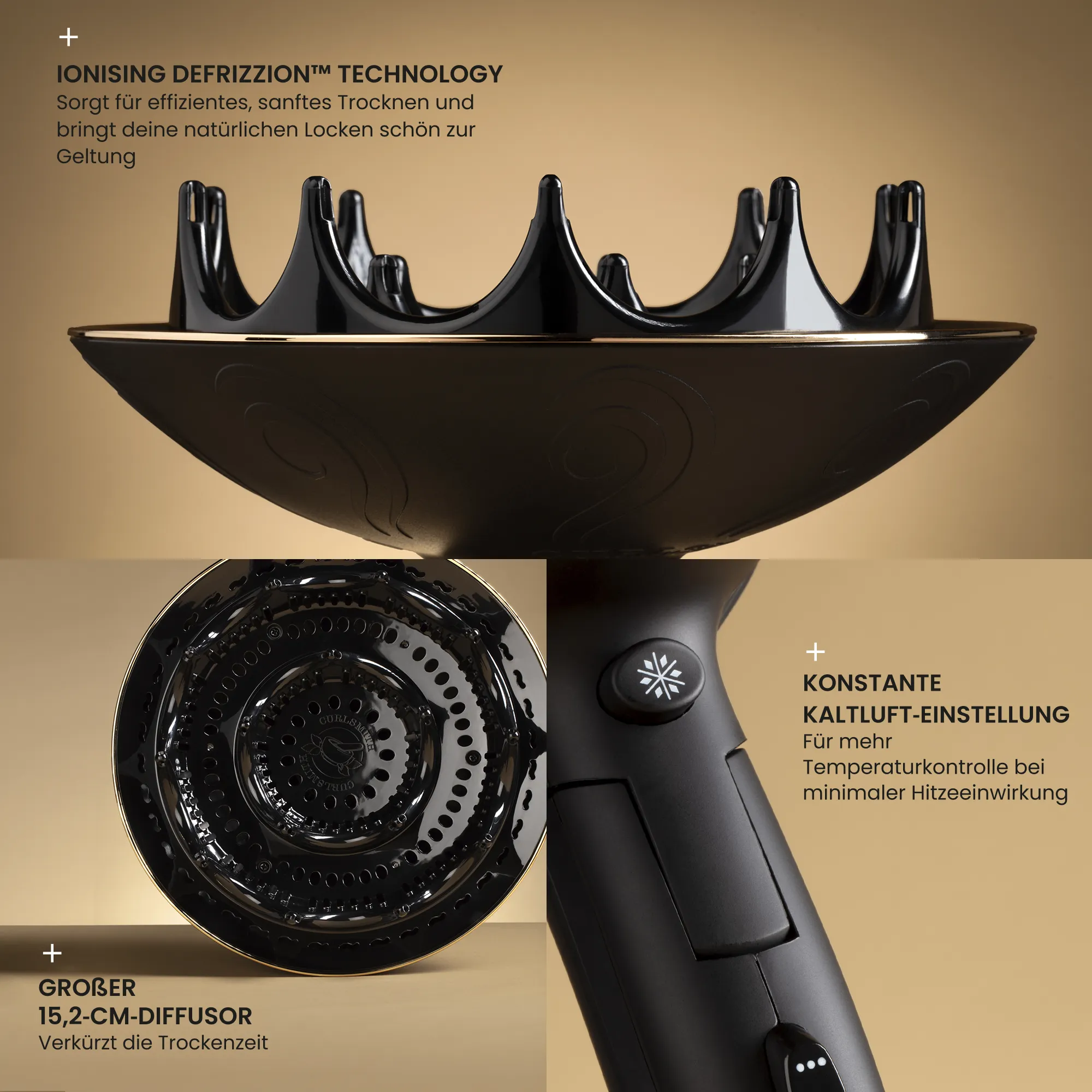 Hot Tools Curlsmith Travel Defrizzion Haartrockner mit  XL-Diffusor
