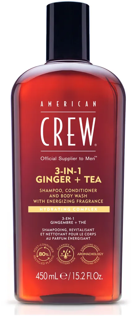 American Crew 3 in 1 Ginger & Tea Shampoo, Conditioner & Body Wash