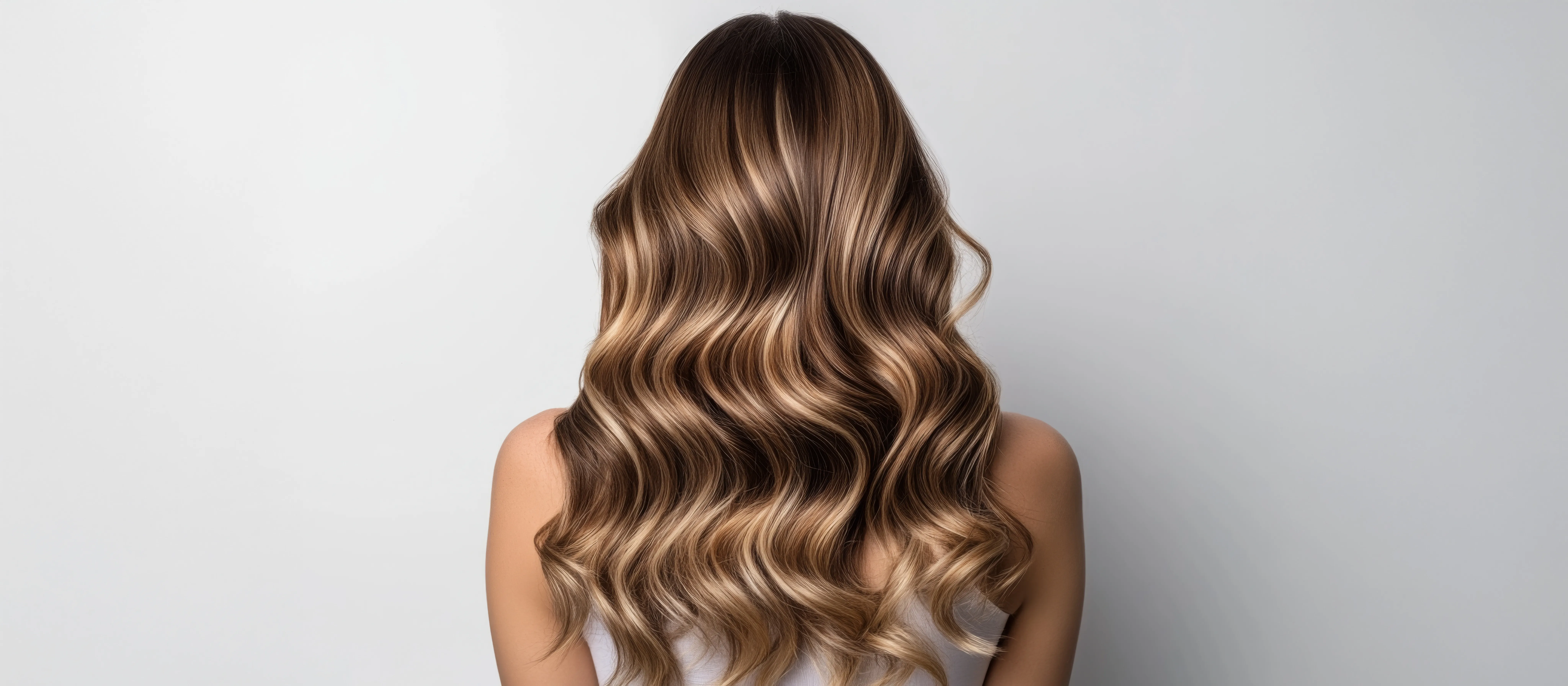 Frau mit Bronde von hinten