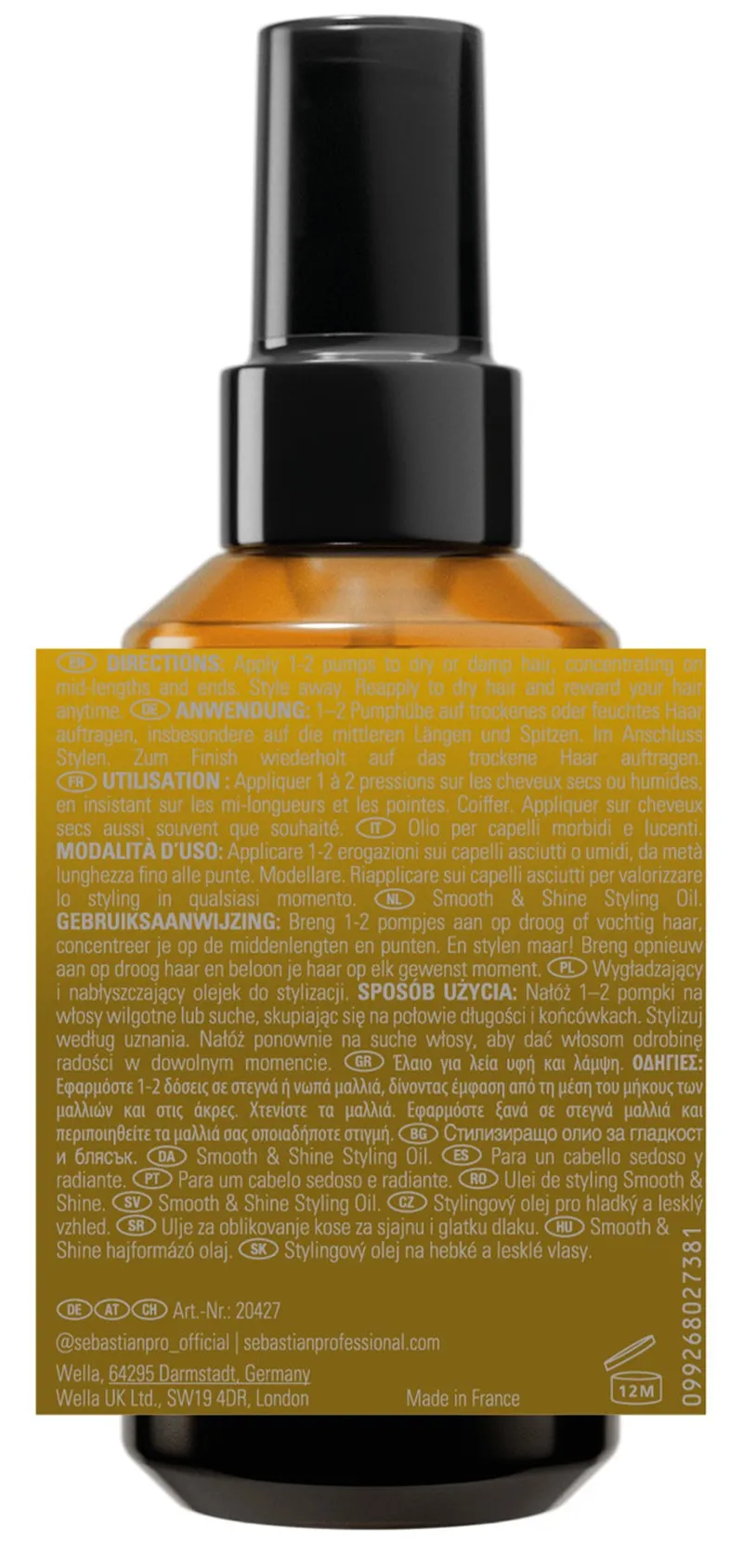 Sebastian Dark Oil Smooth & Shine Styling Oil